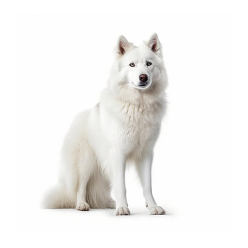 White husky isolated on white background