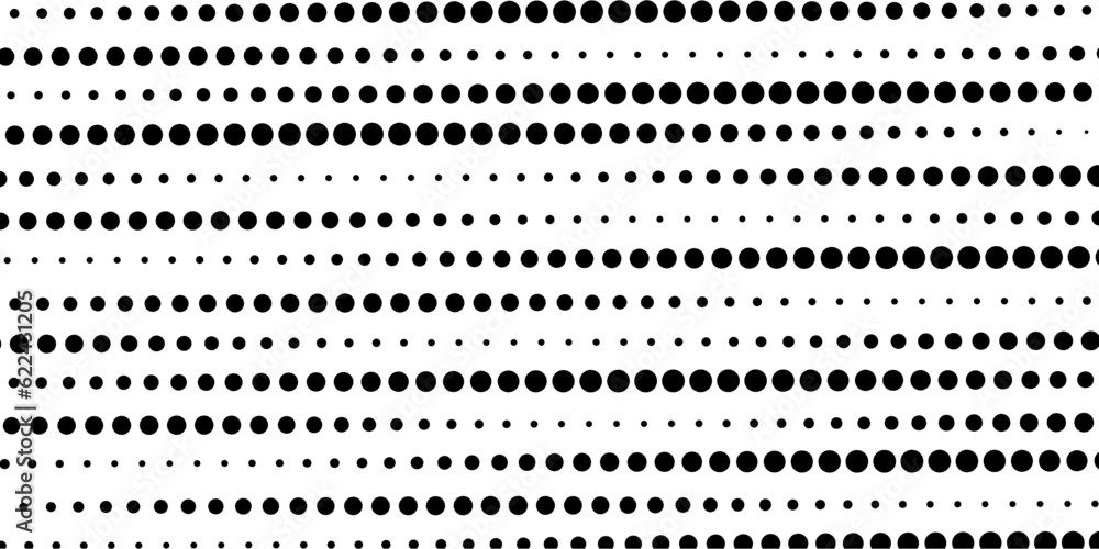 Poster background of horizontal dotted lines of different sizes. abstract black and white texture