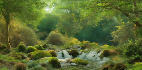 Fototapeta na wymiar Forest Landscape enchanting. AI generated illustration