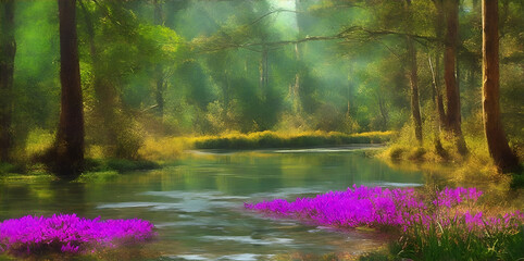 Forest Landscape enchanting. AI generated illustration