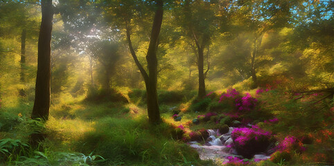 Forest Landscape enchanting. AI generated illustration