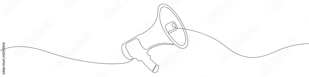 Poster one line drawing loudspeaker vector. loudspeaker single line vector linear icon. loudspeaker outline