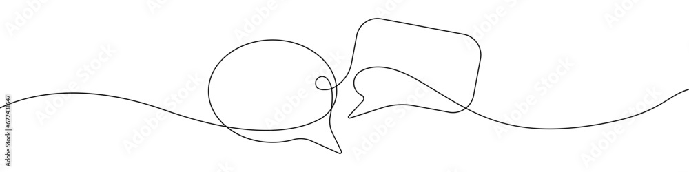 Poster one line drawing speech bubble vector. communication chat messenger single line vector linear icon. 