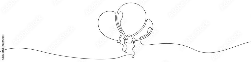 Poster one line drawing balloons vector. balloon single line vector linear icon. balloon outline line desig