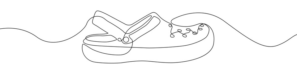 One line drawing Sandals vector. Slippers single line vector linear icon. Footwear outline line design. Vector illustration.