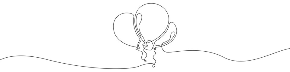 One line drawing Balloons vector. Balloon single line vector linear icon. Balloon outline line design. Vector illustration.