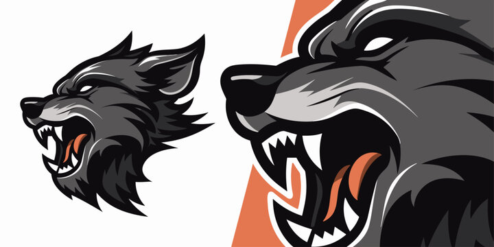 Modern Black Wolf Mascot Logo: Roar with Confidence on Your Team's T-shirts, Badges, and Emblems