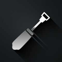 Silver Screwdriver icon isolated on black background. Service tool symbol. Long shadow style. Vector