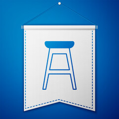 Blue Chair icon isolated on blue background. White pennant template. Vector
