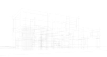 Modern house sketch 3d illustration