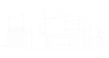 Modern house sketch 3d illustration