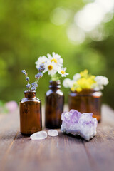 Homeopathy and herbal medicine concept outdoors