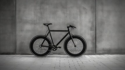 Fototapeta na wymiar a bike is parked against a wall in a black and white photo. generative ai