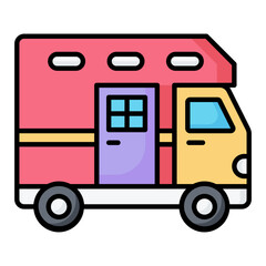 Camper Van Line Color Icon