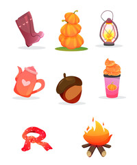 Illustration of autumn elements set 