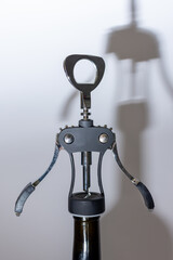 Beautiful, black, matte corkscrew on the bottle