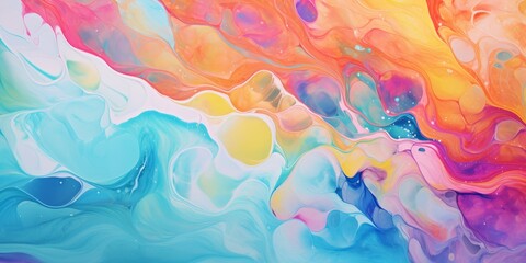 Fototapeta na wymiar Abstract marbled acrylic paint ink painted waves painting texture colorful background banner - Bold colors, rainbow color swirls wave 