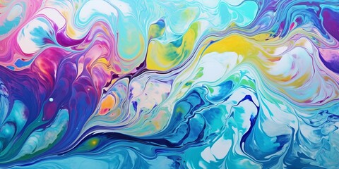 Fototapeta na wymiar Abstract marbled acrylic paint ink painted waves painting texture colorful background banner - Bold colors, rainbow color swirls wave 