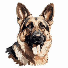 simple cartoon clipart german shepard dog white background 