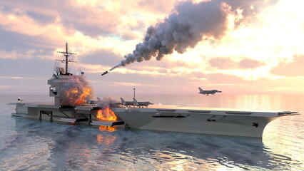 Naklejka premium 航空母艦