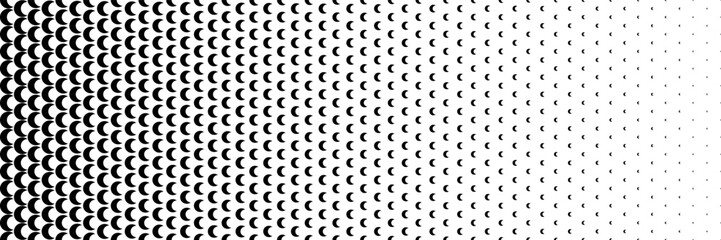horizontal black halftone of crescent moon design for pattern and background. © eNJoy Istyle