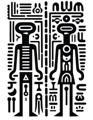 Tribal alien Glyphs of a man and a woman