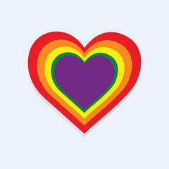 Gay pride flat in heart shape