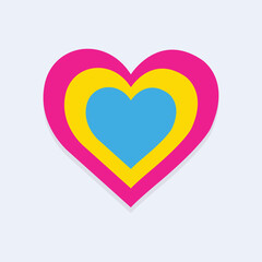Pansexual flag in heart shape