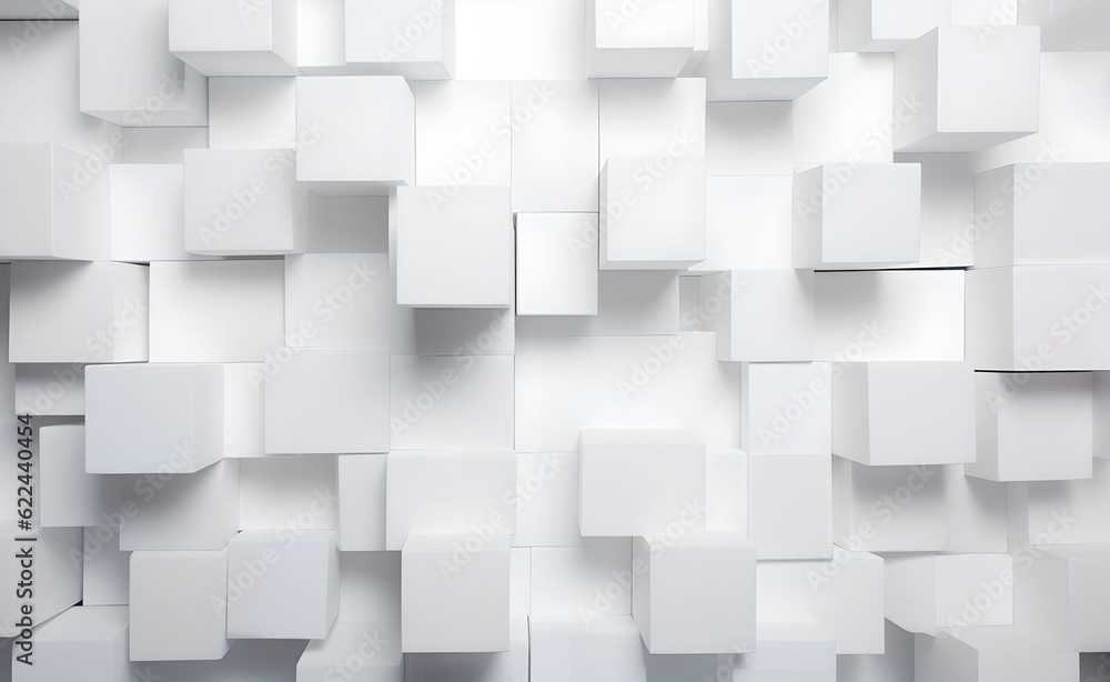 Aufkleber abstract geometric background. overlapping white 3d squares. generative ai.