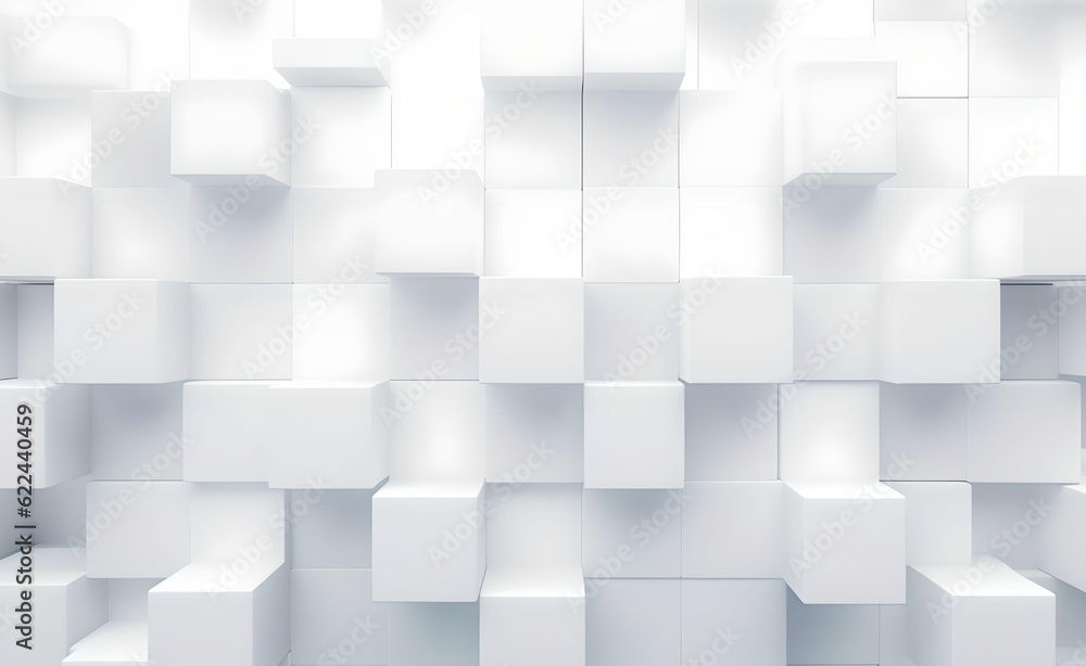 Poster abstract geometric background. overlapping white 3d squares. generative ai.