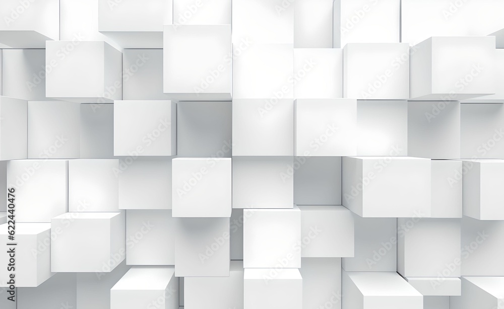 Aufkleber abstract geometric background. overlapping white 3d squares. generative ai.