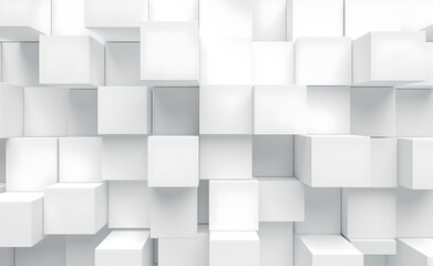 Abstract geometric background. Overlapping white 3d squares. Generative AI.