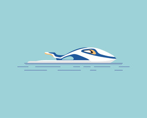 Fototapeta premium Water scooter. Water sports. Marine entertainment. Sea transport vector illustration in flat cartoon style.