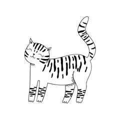 Fototapeta na wymiar cute playful cat in doodle style. hand drawn vector illustration