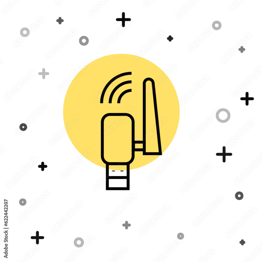 Aufkleber black line usb wireless adapter icon isolated on white background. random dynamic shapes. vector