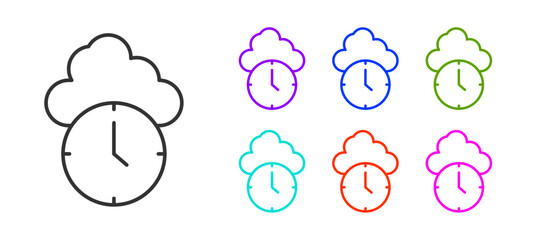 Black line Clock icon isolated on white background. Time symbol. Set icons colorful. Vector