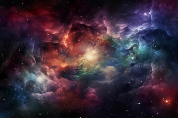 Fototapeta na wymiar colorful space galaxy, supernova nebula background, generative ai