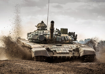 Tank is driving through the range