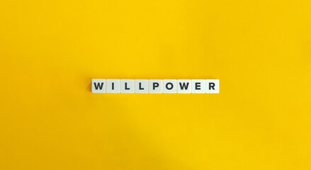 Willpower Word on Block Letter Tiles on Yellow Background. Minimal Aesthetic.