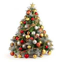 Christmas tree isolated on white background. Generative AI.