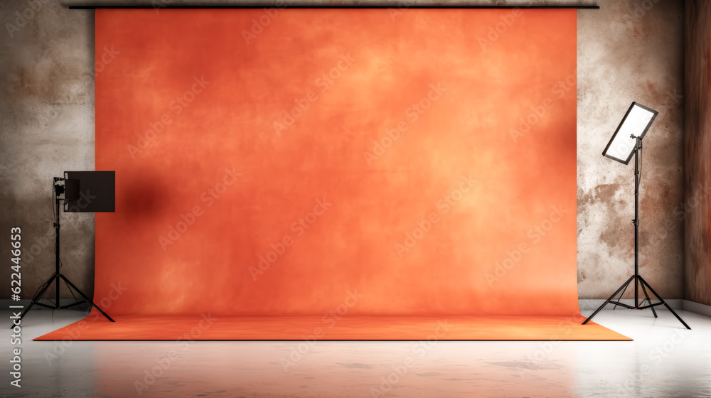 Poster a vibrant orange background texture is illuminated by a light, creating an eye-catching composition.