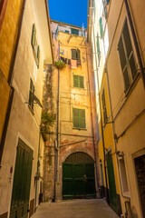 Street of the historic town center of Lerici, Liguria,  Italy