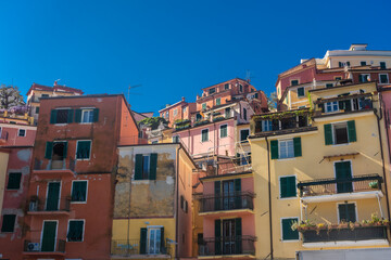 Fototapeta na wymiar Colorful houses of Lerici, Italy