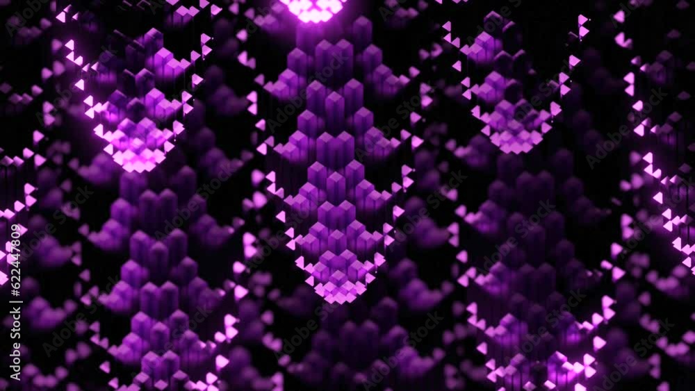 Poster Abstract background of moving streams with twisting. Design. 3D drop ceilings with swirling particles on black background. Colored particles move in abstract flow with swirling reverse