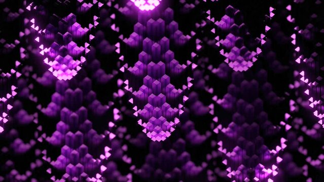 Abstract background of moving streams with twisting. Design. 3D drop ceilings with swirling particles on black background. Colored particles move in abstract flow with swirling reverse