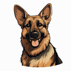 simple cartoon clipart german shepard dog white background 