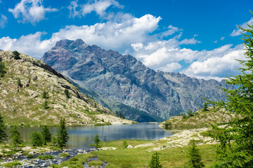 Beautiful lake in the Valley of Mount Avic, Aosta Valley, Italy