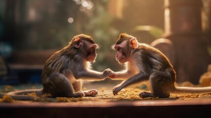 Adorable Jungle Bonds: Captivating Moments of Wildlife Family Love with Funny Macaques in Bali & Thailand, generative AIAI Generated