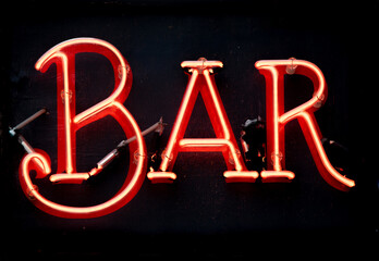 red neon bar sign
