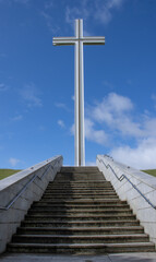 steps to a cross on top of a hill